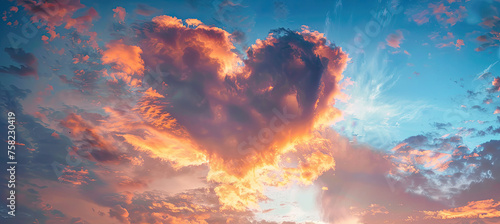 Heart shaped cloud formation in the sky