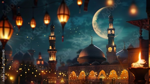 Ramadan Kareem Mubarak Greetings celebrations ai generative
