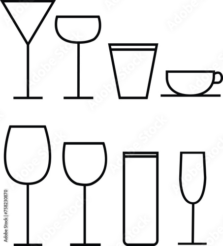 glasses line icon set.