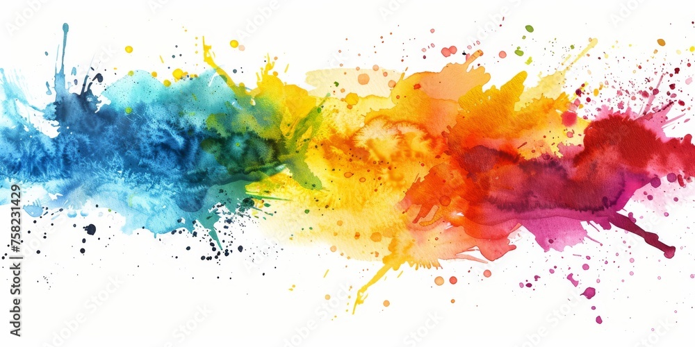 A vivid watercolor explosion, with a full spectrum of rainbow colors, symbolizing energy, diversity, and creativity.