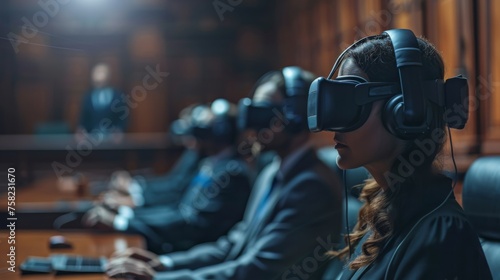 A virtual reality courtroom where financial disputes are settled by juries of AI, applying universal laws of economics and ethics.