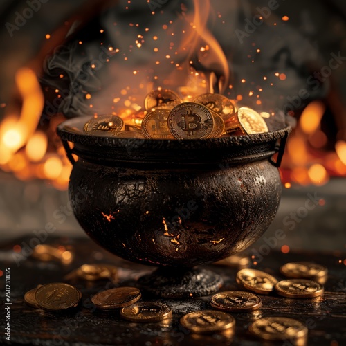 A financial alchemist’s crucible, melting down traditional assets to forge new forms of cryptocurrency wealth. photo