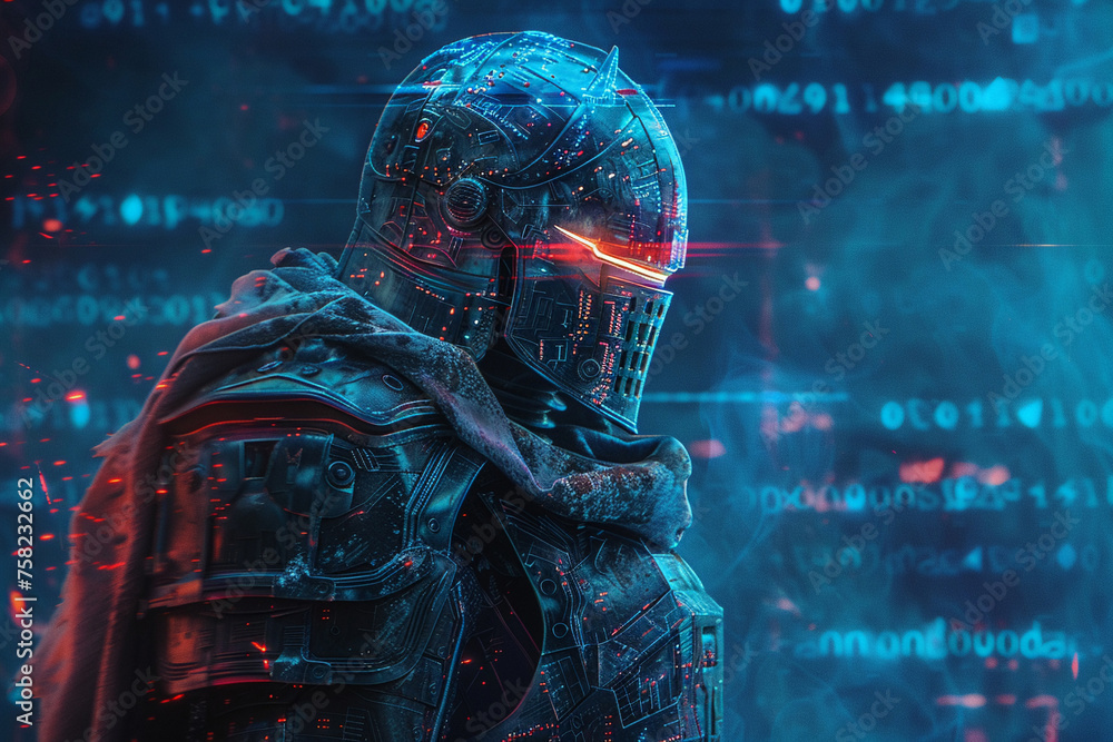 Obraz premium A knight in digital armor