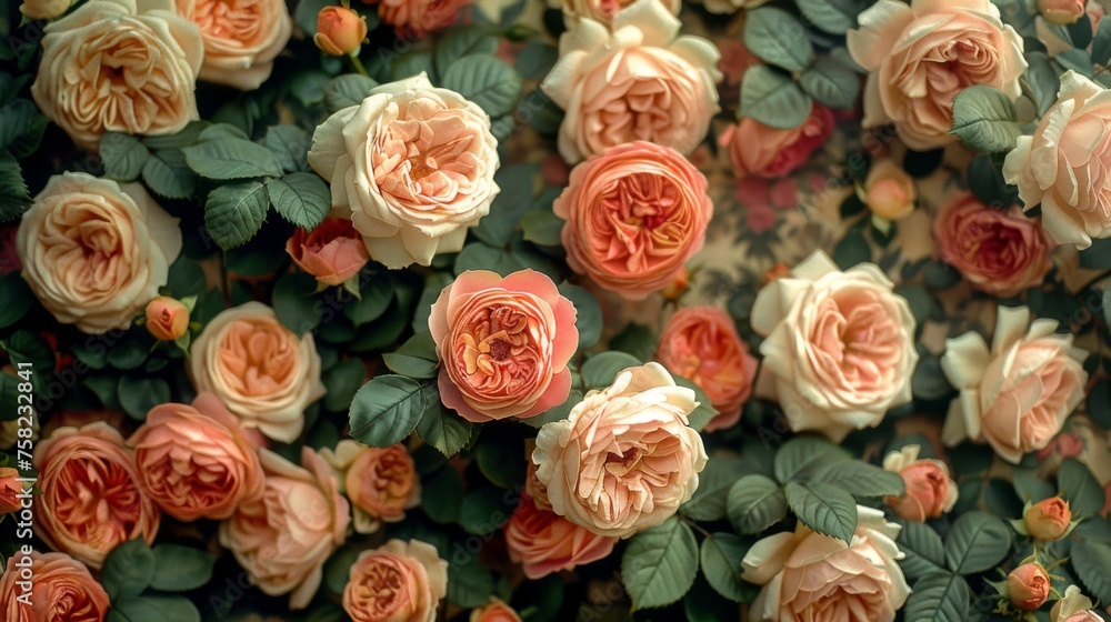 a close up of a bunch of pink and orange flowers with leaves on the top of the flowers and leaves on the bottom of the flowers. a close up of a bunch of pink and orange flowers with leaves on the top of the flowers and leaves on the bottom of the flowers.