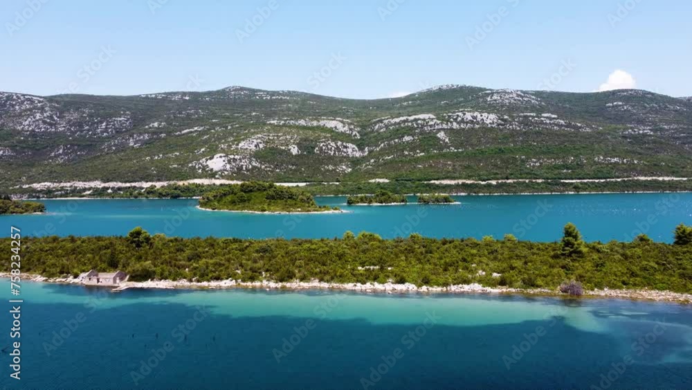 Drone flight above Croatian seashore and beaches Drone flight above Croatian seashore and beaches