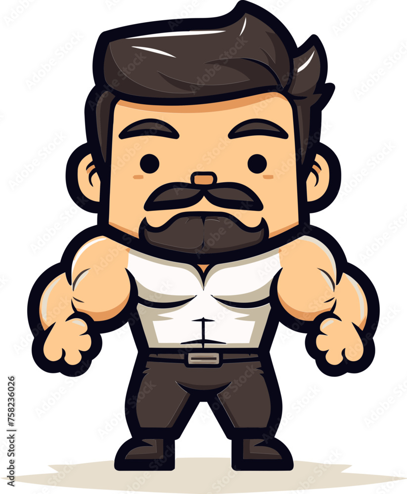 Muscular Man Bodybuilder Vector Character