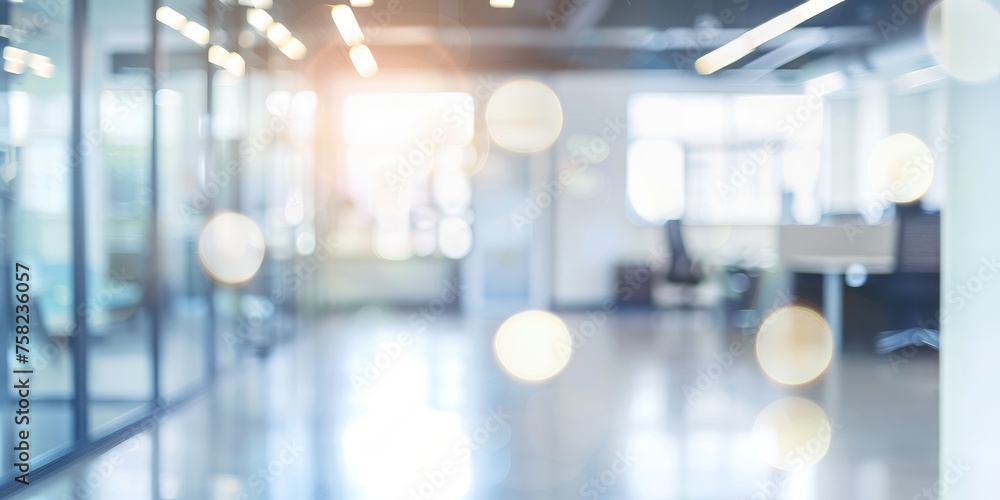 © Diana Galieva - Blurred background of the office, office, hall. Unfocused bright interior of a modern room with a side view