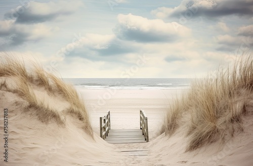 step stairs into the beach on sand photo