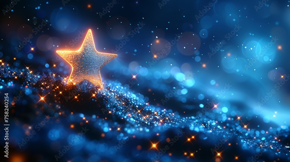 a close up of a star on a blurry background with stars in the foreground and blurry lights in the background. a close up of a star on a blurry background with stars in the foreground and blurry lights in the background.