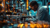 scientist working in laboratory, A medical device company with a sense of science and technology, manufacturing equipment in a factory
