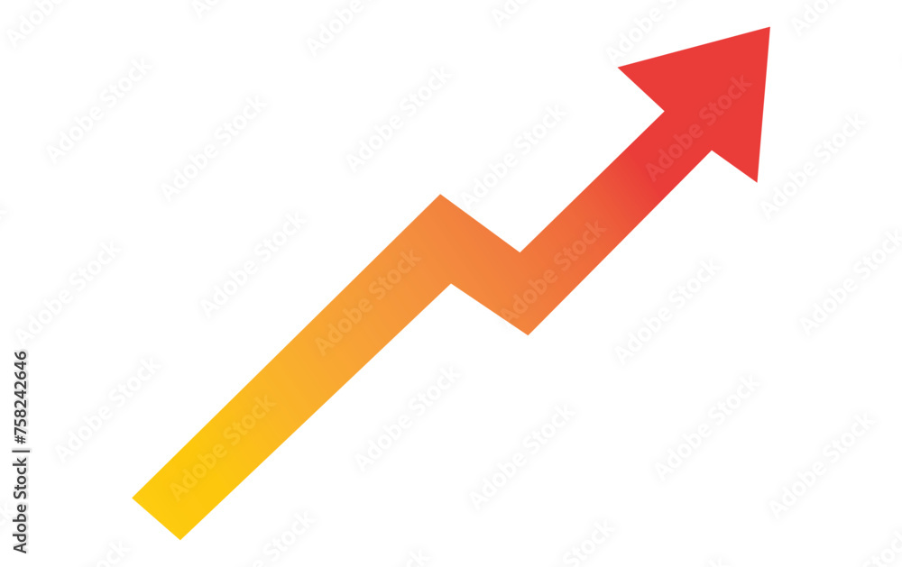 Growing business arrow on white background, Profit red arrow, Vector illustration.Business concept, growing chart. Concept of sales symbol icon with arrow moving up. Economic Arrow With Growing Trend Growing business arrow on white background, Profit red arrow, Vector illustration.Business concept, growing chart. Concept of sales symbol icon with arrow moving up. Economic Arrow With Growing Trend