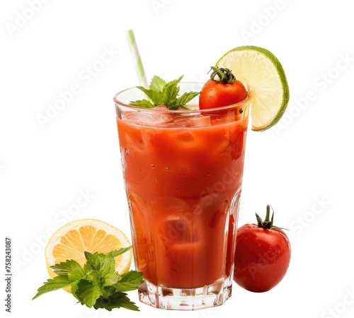 bloody mary with lemon wedge, isolated on transparent photo
