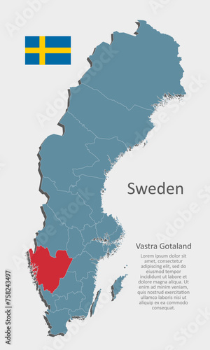 Vector map Sweden, county Vastra Gotaland photo