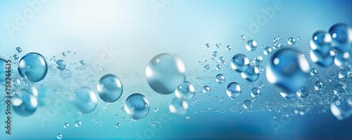 Wallpaper Mural Water bubbles on wide white blue background. Torontodigital.ca