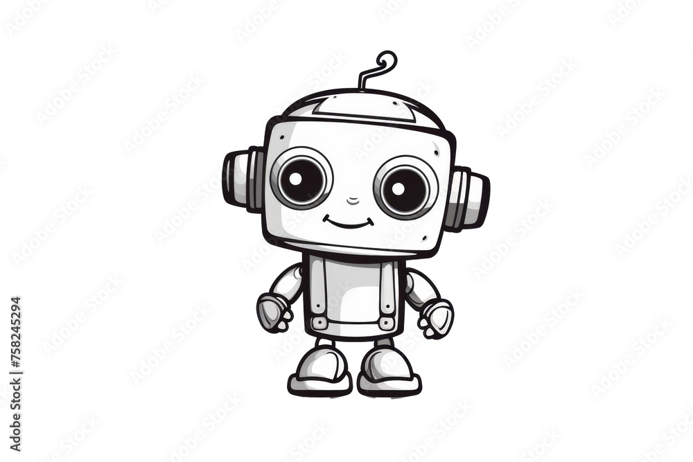 line drawing of a cute artificial intelligence robot 