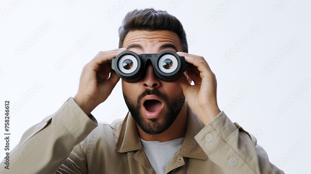 Surprised Guy Looking Through Binoculars
Surprised Guy Looking Through Binoculars