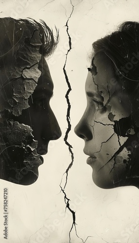 Man and woman as puzzle pieces, symbolizing relationship complexity, psychology, and analysis.