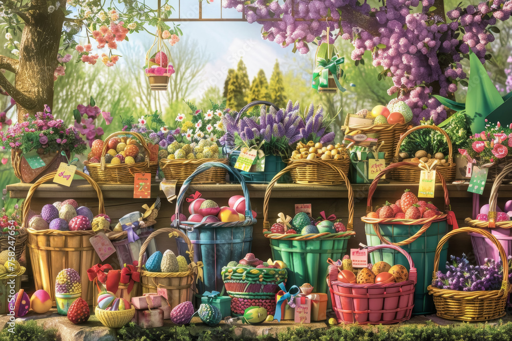 Fototapeta premium Pastoral Easter Basket Showcase