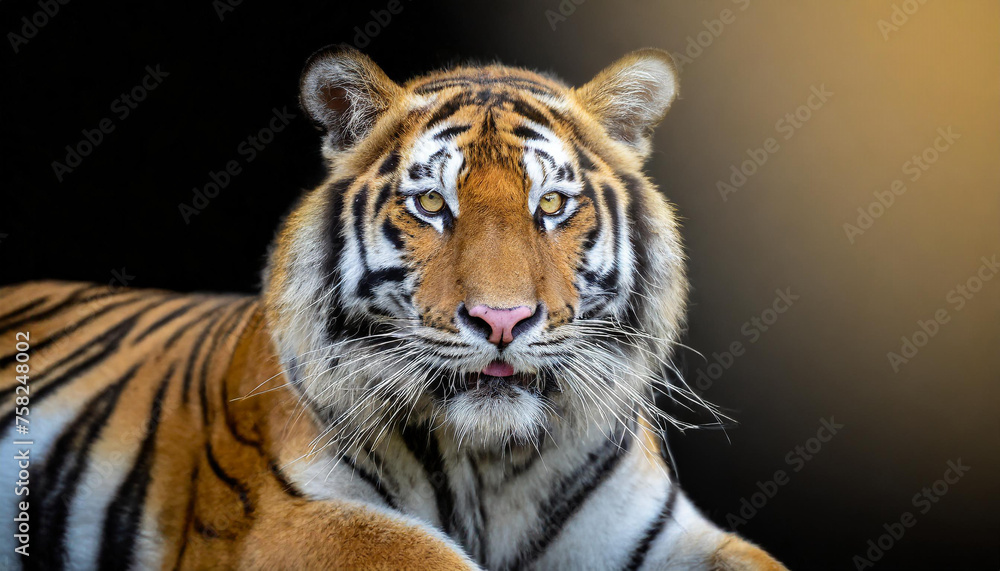 Naklejka premium Tiger with a black background