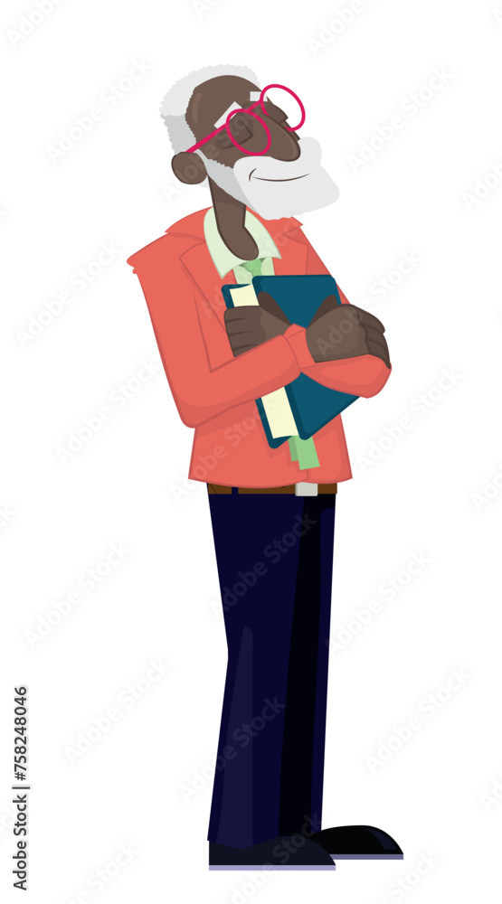 Happy writer with his published book in his hands. Black senior man with a book. Intellectual or reader. Happy writer with his published book in his hands. Black senior man with a book. Intellectual or reader.