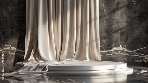 3D render podiumAdmire the luxurious softness of silk