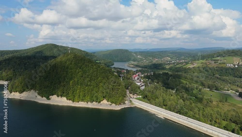 Beautiful Landscape Dam Lake Solina Bieszczady Aerial View Poland photo