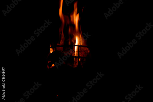 Flames of a coppara torch that lighting in Kandy Esala Perahera at Temple of the Tooth (Sri Dalada Maligawa), Kandy, Sri Lanka.