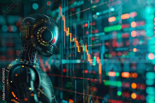 AI crypto trade artificial technology business background robot bot digital concept stock. 