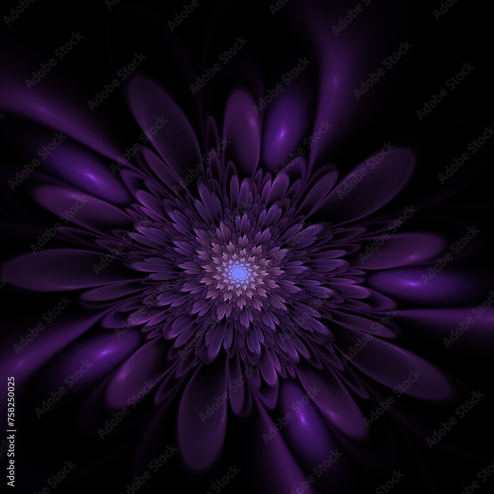 Dark fractal flower, digital artwork for creative graphic design...Fractal pattern in the shape of flowers on a black background.Abstract fractal background 3D rendering. Dark fractal flower, digital artwork for creative graphic design...Fractal pattern in the shape of flowers on a black background.Abstract fractal background 3D rendering.
