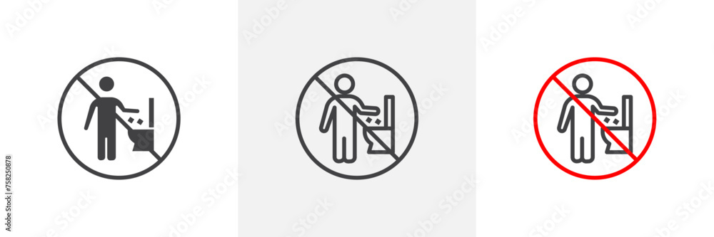 Do Not Litter in Toilet Sign Isolated Line Icon Style Design. Simple Vector Illustration Do Not Litter in Toilet Sign Isolated Line Icon Style Design. Simple Vector Illustration