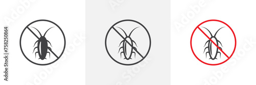 Stop Insect Sign Isolated Line Icon Style Design. Simple Vector Illustration