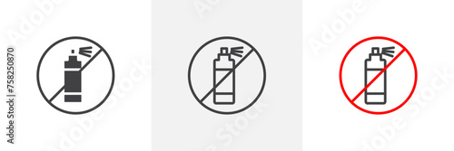 No Aerosol Spray Sign Isolated Line Icon Style Design. Simple Vector Illustration photo