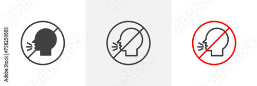 No Talking Sign Isolated Line Icon Style Design. Simple Vector Illustration