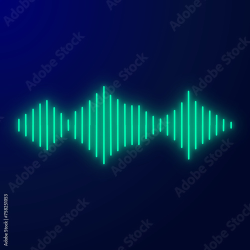 Wallpaper Mural Neon sign. Green soundwave. Stock vector illustration. Torontodigital.ca