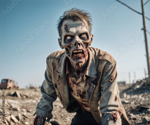 Eerie Zombie Portrait: Spooky Undead Illustration