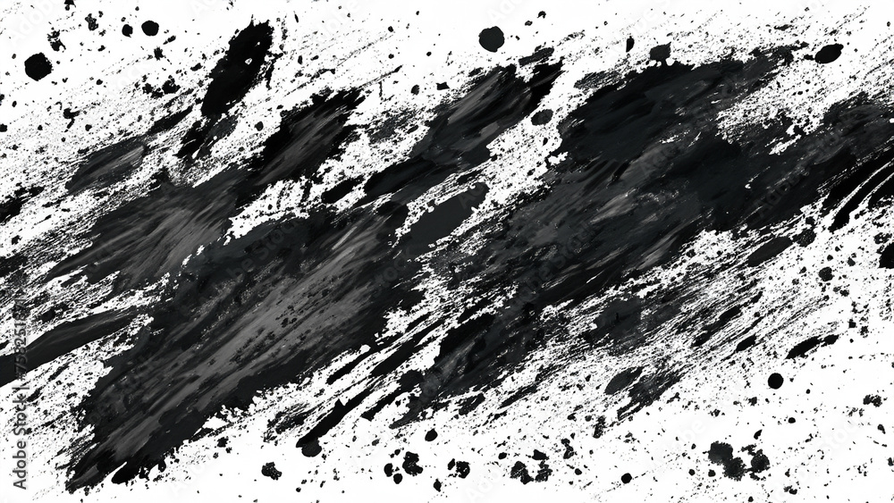 Obraz premium Black Paint Strokes and Dots Splatter