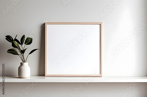 frame and vase at white wall