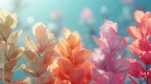  a close up of a bunch of flowers with a blue sky in the backgrounnd of the picture.