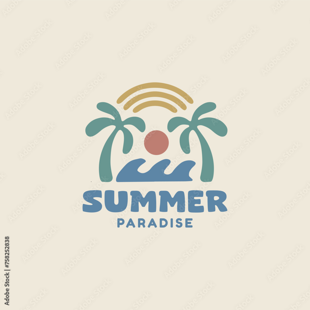 Vintage summer logo design template for surf club, surf shop, surf merch.