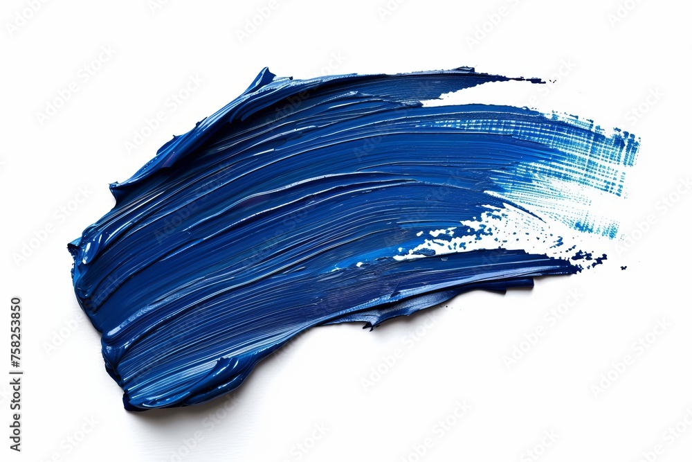 Blue paint brush stroke color texture background, lipstick white smudge on white background