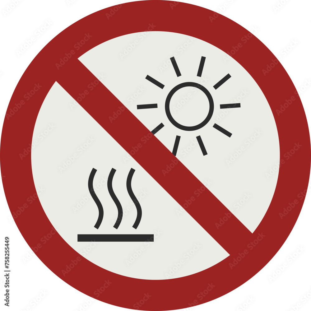PROHIBITION SIGN PICTOGRAM, DO NOT EXPOSE TO DIRECT SUNLIGHT OR HOT SURFACE ISO 7010 – P068, SVG PROHIBITION SIGN PICTOGRAM, DO NOT EXPOSE TO DIRECT SUNLIGHT OR HOT SURFACE ISO 7010 – P068, SVG