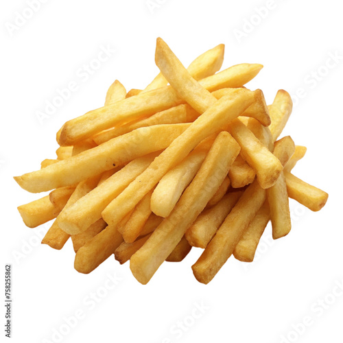 Potato French fries isolated on Transparent background.
