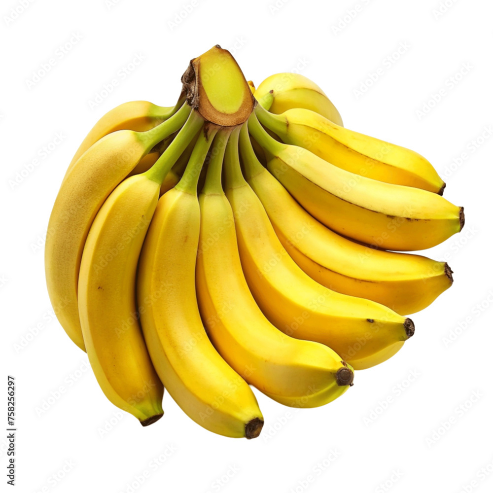 Bunch of bananas isolated on Transparent background.