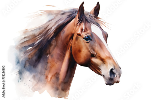 watercolor animals picture Paints horse white head A background © akk png