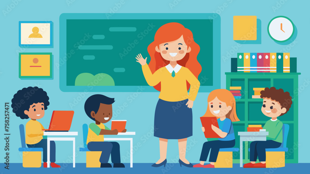 Math lesson teacher vector illustration