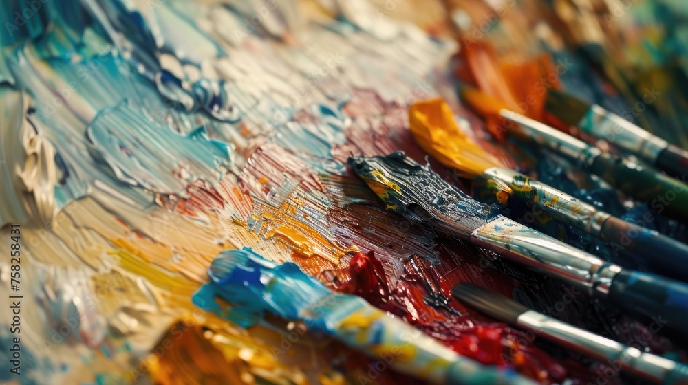 Images highlighting the rich colors and creamy texture of oil paint, renowned for its slow drying time and ability to create smooth, blended transitions and impasto effects Images highlighting the rich colors and creamy texture of oil paint, renowned for its slow drying time and ability to create smooth, blended transitions and impasto effects