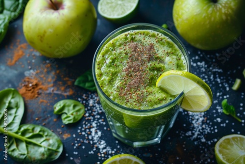 Smoothie with apple, spinach and lime