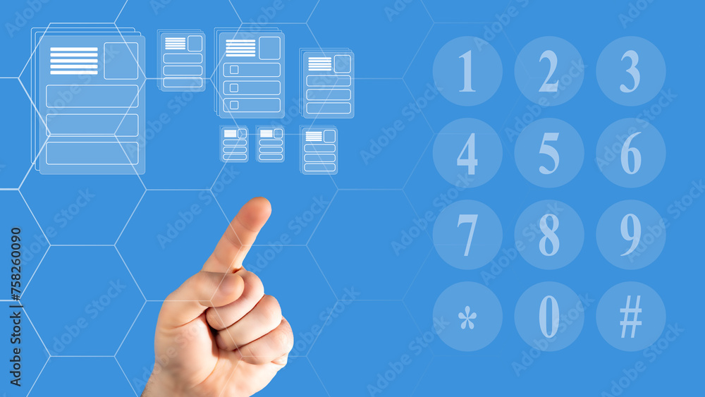 Man using hi-tech computer monitor, Document management and checklist concept Man using hi-tech computer monitor, Document management and checklist concept