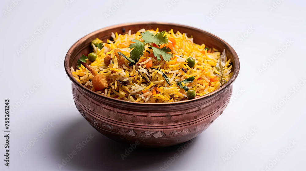 Biryani dish, Indian food Isolated on grey background Biryani dish, Indian food Isolated on grey background