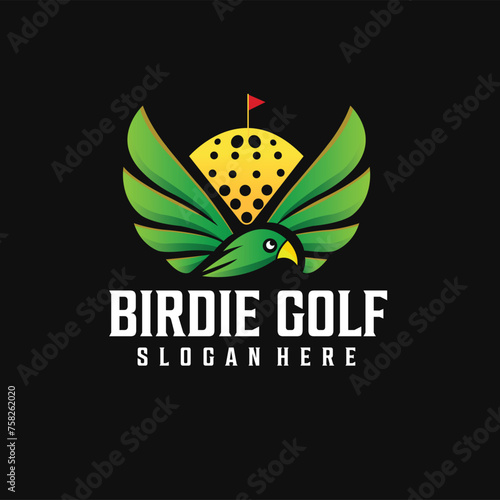 birdie bird golf logo design with editable vector file.eps